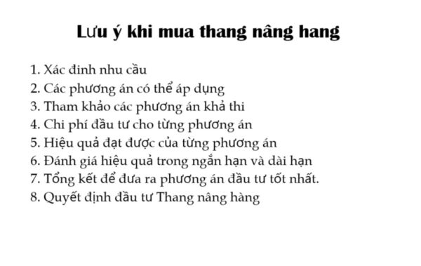 Lưu ý khi mua thang nâng hàng